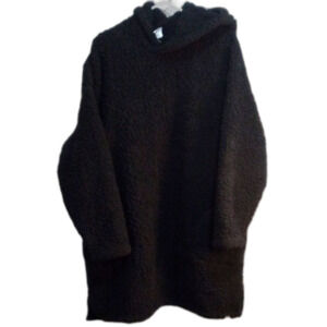 PINK Victoria Secret Top OneSize Black Sherpa Oversized Cozy Warm Comfy Hoody